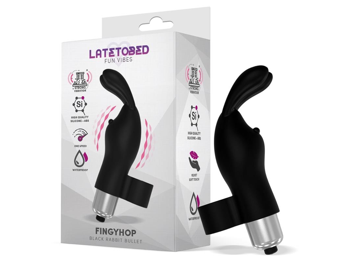 Vibrador De Bala Fingyhop Com Coelho De Silicone Preto LATETOBED