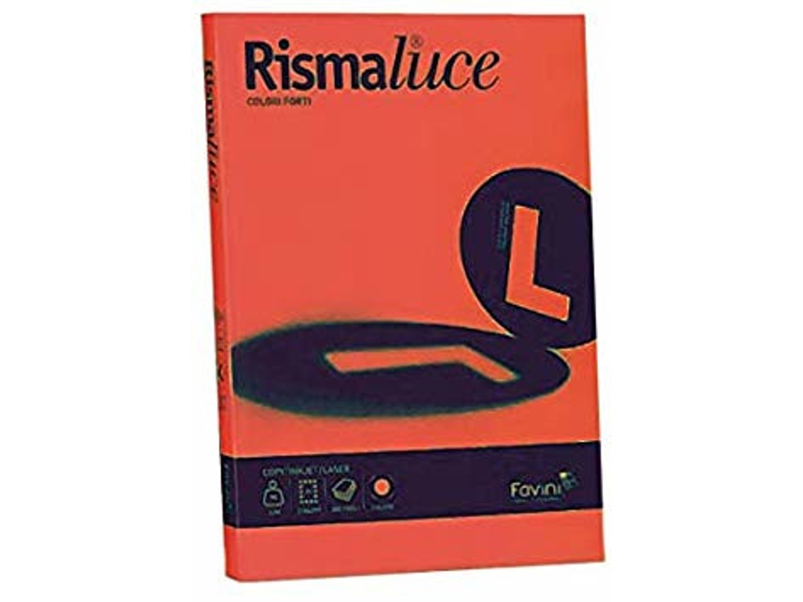 Papel FAVINI Rismaluce para impressora jato de tinta A3 297X420 Mm 200 folhas laranja