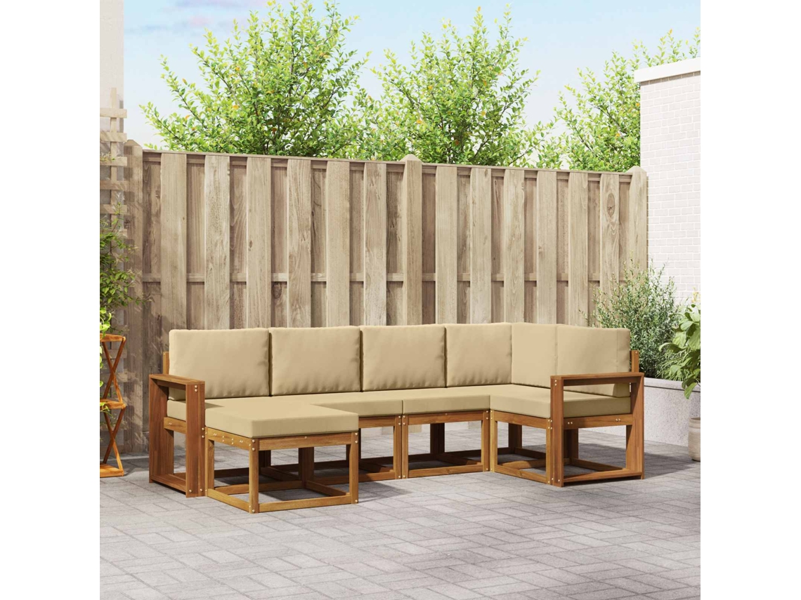 Vidaxl Conjunto De Sofás Para Exterior 6 Pcs Natural E Bege