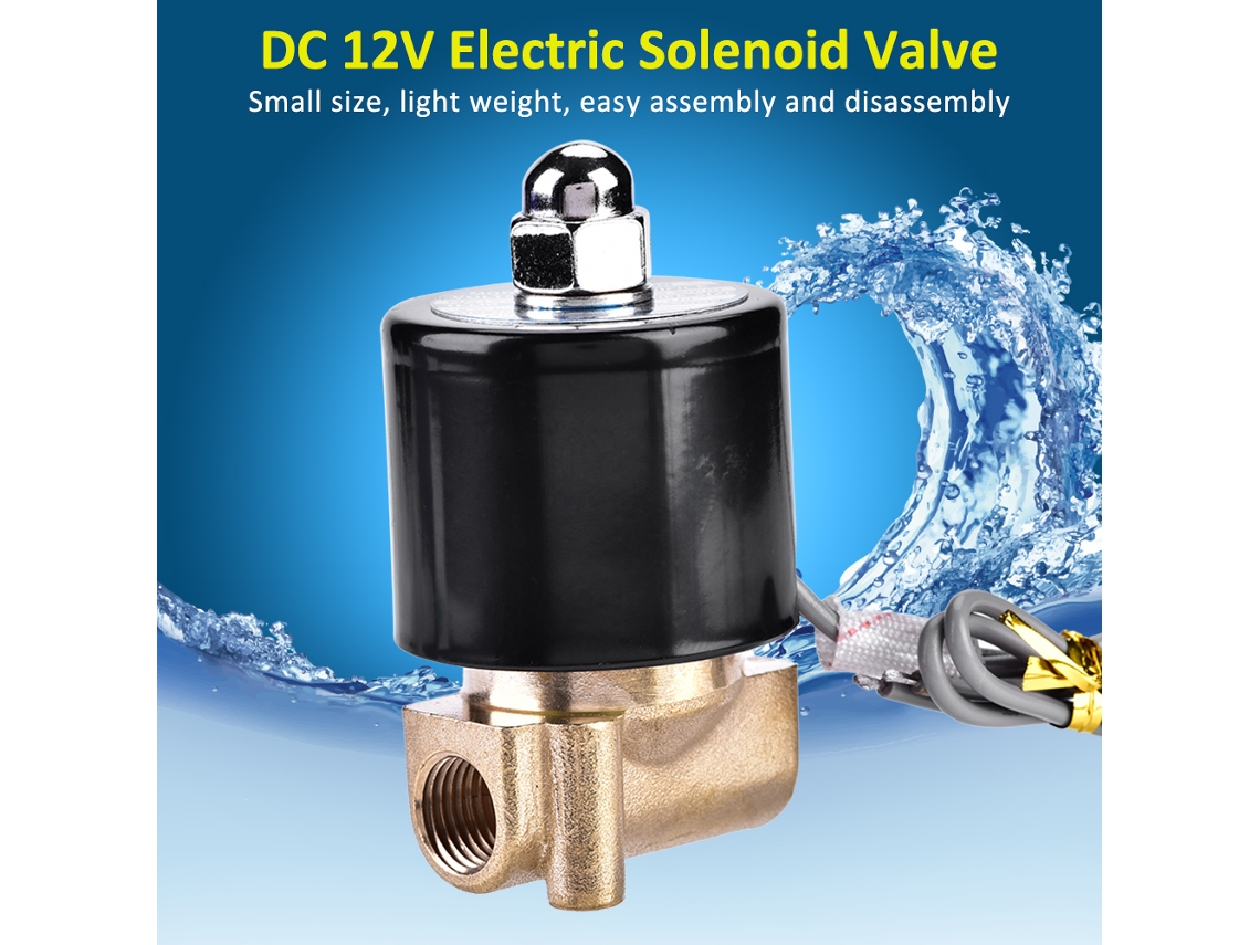 Válvula Solenóide Elétrica De 12v Dc Com Fechamento Normal, Brass, G1/4, Para Água E Ar, Marca Laxiscreed