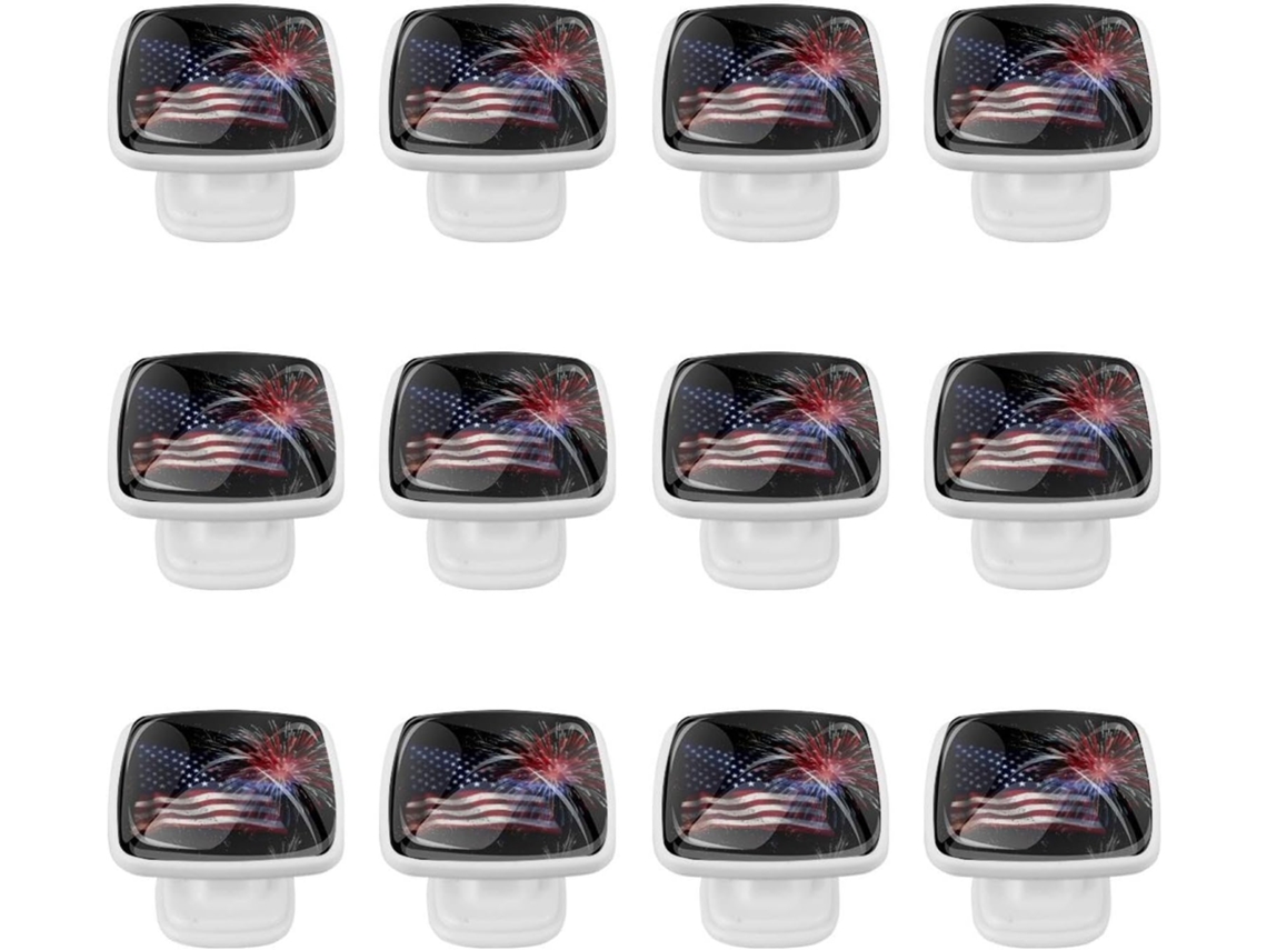 Puxadores E Maçanetas Quadradas Para Armários De Cozinha, Conjunto De 12 Peças, Com Estampa Da Bandeira Americana