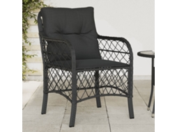 Cadeiras De Jardim Com Almofadões 2 Pcs Vime Pe Preto Dkd Home Decor