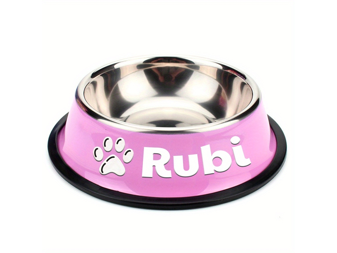 Tigela Personalizada em Aço Inoxidável Antiderrapante para Animais de Estimação com Nome Personalizado, Perfeita para Cães e Gatos AQUAFORGE