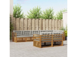 Vidaxl Conjunto De Sofás Para Exterior 8 Unid. Cinza Natural E Claro