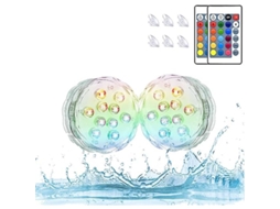 Fasst luces Led Sumergíveis com Controle Remoto e Ventosas Impermeáveis para Piscina, Festa, Casamento, Halloween, Natal 2 Pacotes