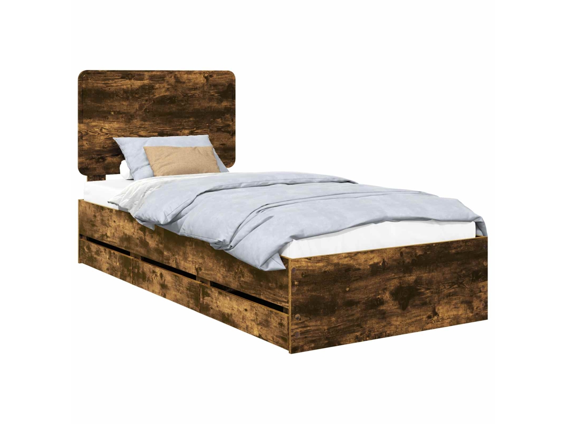 Estrutura de Cama com Gaveta MAISON EXCLUSIVE Carvalho Defumado 100 X 200 cm
