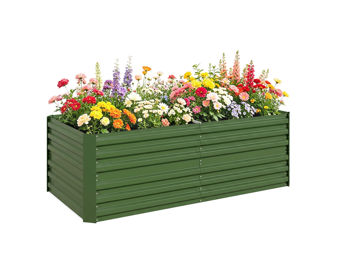 Canteiro Retangular de Jardim 180x90x59cm com Reforço em Aço Galvanizado BTFORUS
