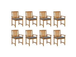 Vidaxl Cadeiras De Jardim Com Almofadões 8 Pcs Acácia Maciça