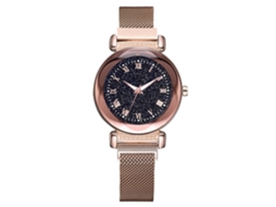 Relógio de Pulso Feminino de Quartzo Estilo Casual com Mostrador Redondo Rosa Dourado