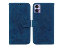 Capa De Celular Em Couro Com Estampa De Borboleta E Rosa Para Motorola Edge 30 Neo / Edge 30 Lite