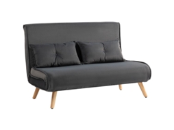 Sofá-cama De 2 Lugares, Sofá-cama Convertível, Encosto Ajustável, Revestimento Em Tecido, Estrutura Metálica, Cinzento