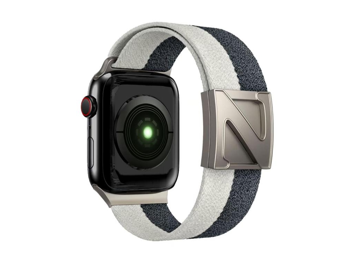 Bracelete Para Apple Watch 42/41/40/38mm - Nylon Bicolor Com Fecho Magnético Em Formato Z Cinza Claro