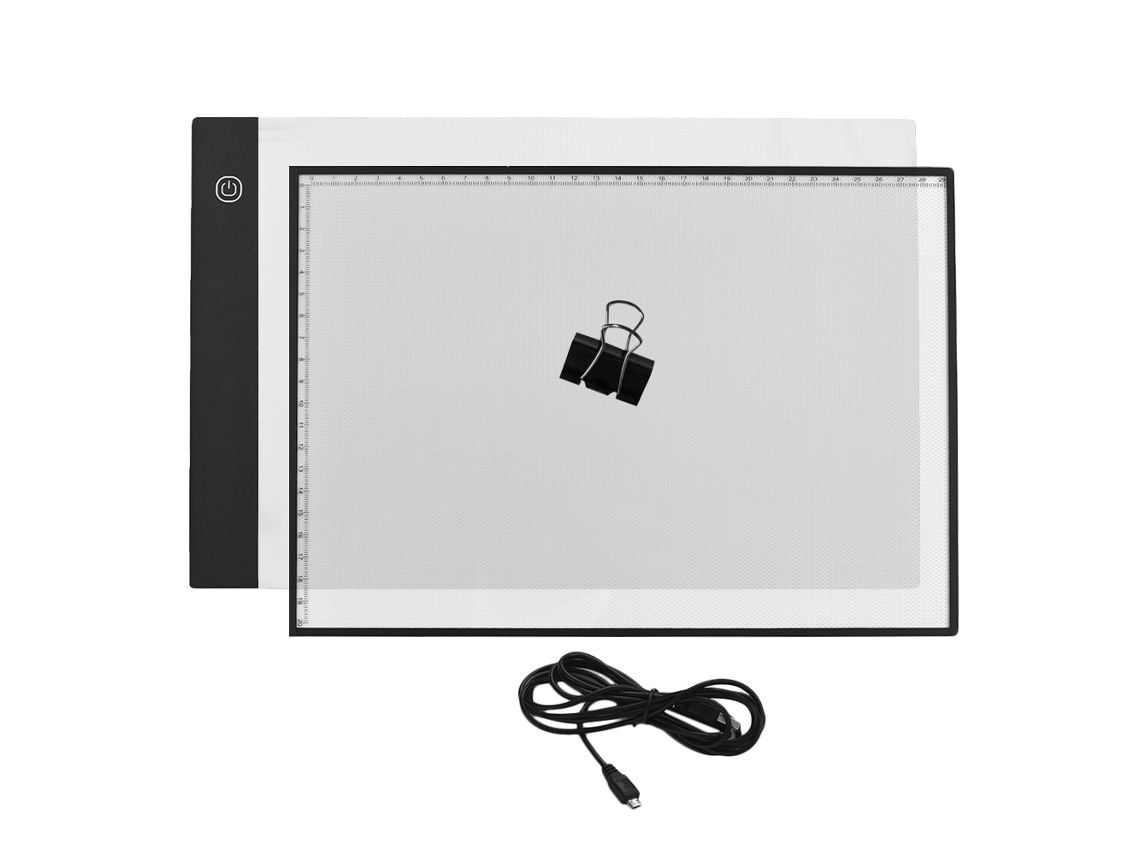 Tábua de Luz A4 Led Ultra Fina com Ajuste de Brilho e Clamp para Desenho Pintura Diamante Tatuagem