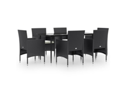 Garden Dining Set, Garden Dining Sets Vidaxl Preto Rattan / Vime (mesa Com 160 Cm De Comprimento)