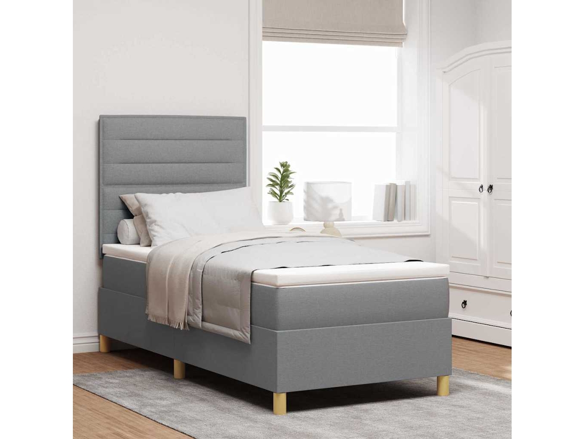 Vidaxl Cama Box Spring Led Cinzento-claro 80 X 200 Cm Tecido