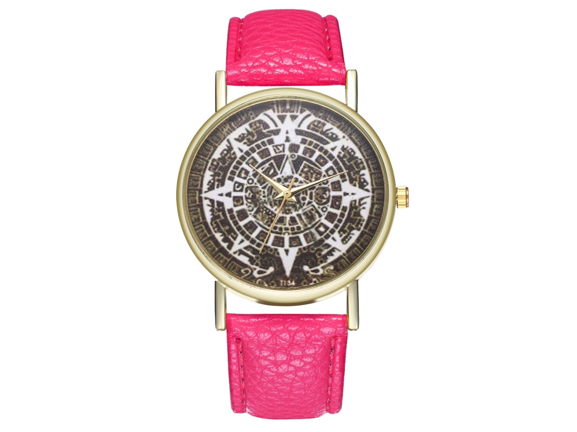 Reloj De Pulsera Analógico De Cuarzo Con Correa De Pu Moda (rojo Rosa)