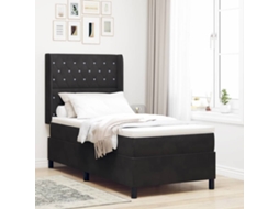 Vidaxl Cama Box Com Colchão Com Led Preto 100 X 200 Cm Veludo