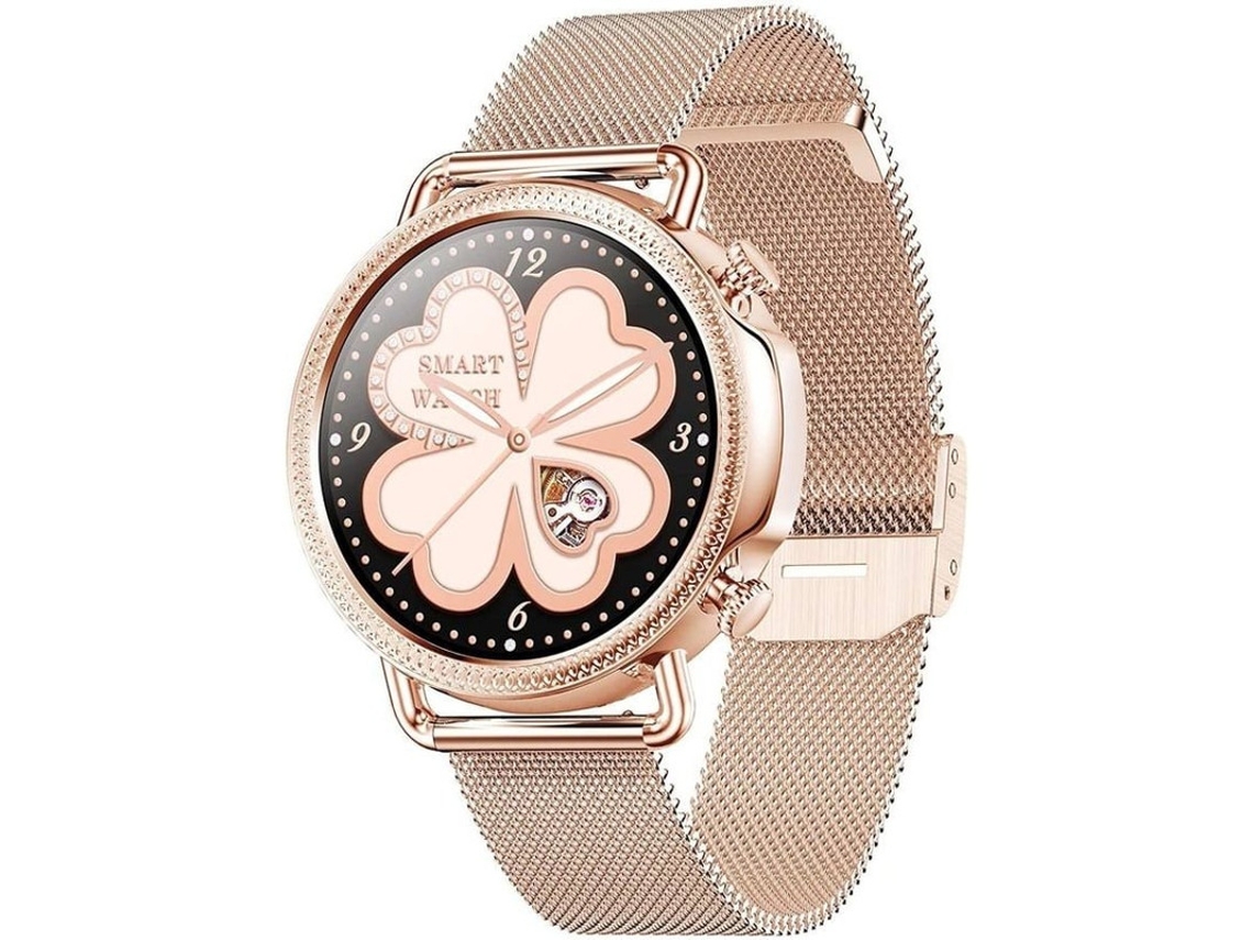 Smartwatch 1.28 Redondo Fitness Tracker À Prova Dágua Leitura De Sms/whatsapp Para Homens/mulheres Android/ios Ouro Yizhood