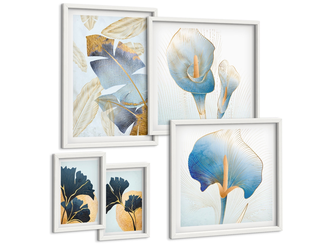Conjunto De Pinturas Motivos Vegetais Modernos Espelharte (5 Peças)