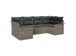 Conjunto 6 Sofá De Jardim Vidaxl Cinzento Vime Pe (234 X 132,5 X 85 Cm)