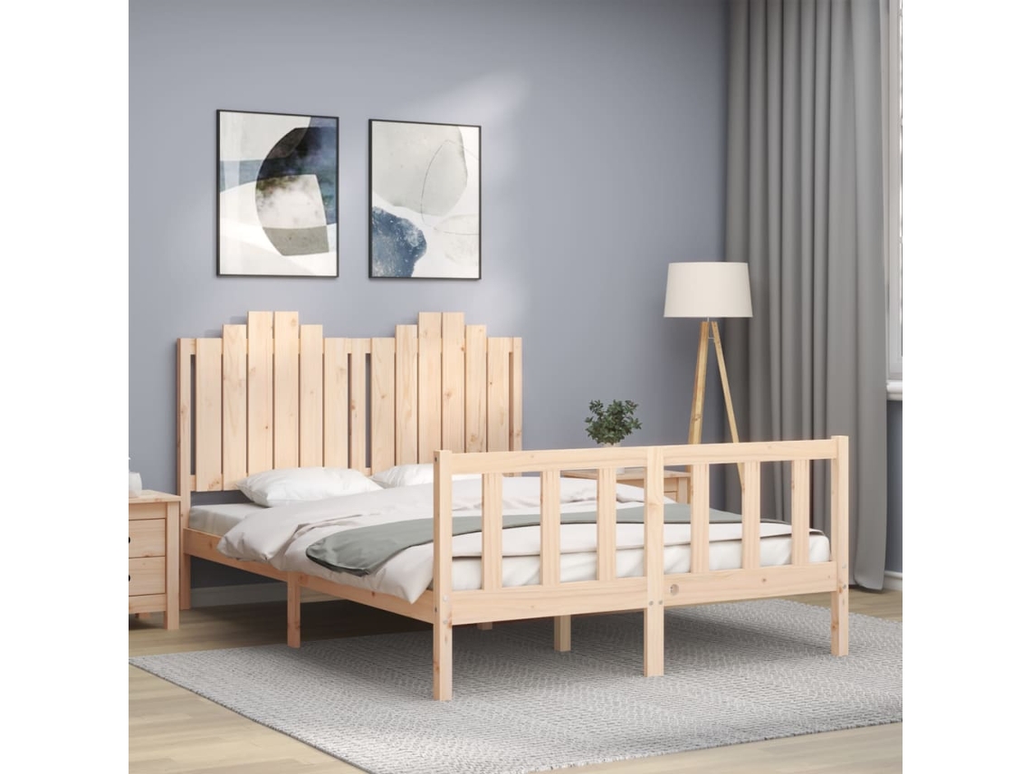 Cama Sem Colchão 140x200 Cm Madeira De Pinho Maciça