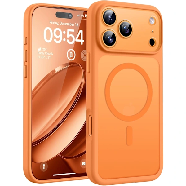 Capa Magnética Compatível Com Magsafe Para Iphone 17 Pro De 6,3 Polegadas (laranja)