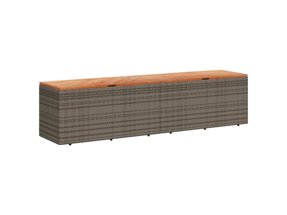 Caixa Arrumação Jardim Vidaxl Vime Pe/acácia Maciça Cinza (220 X 50 X 54 Cm)