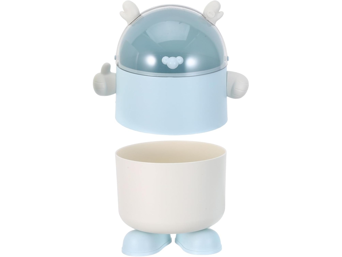Lixeira de Mesa Mini Plástico Topbathy, Compacta e com Design Criativo Dragãozinho, Azul Fofa para Escritório,