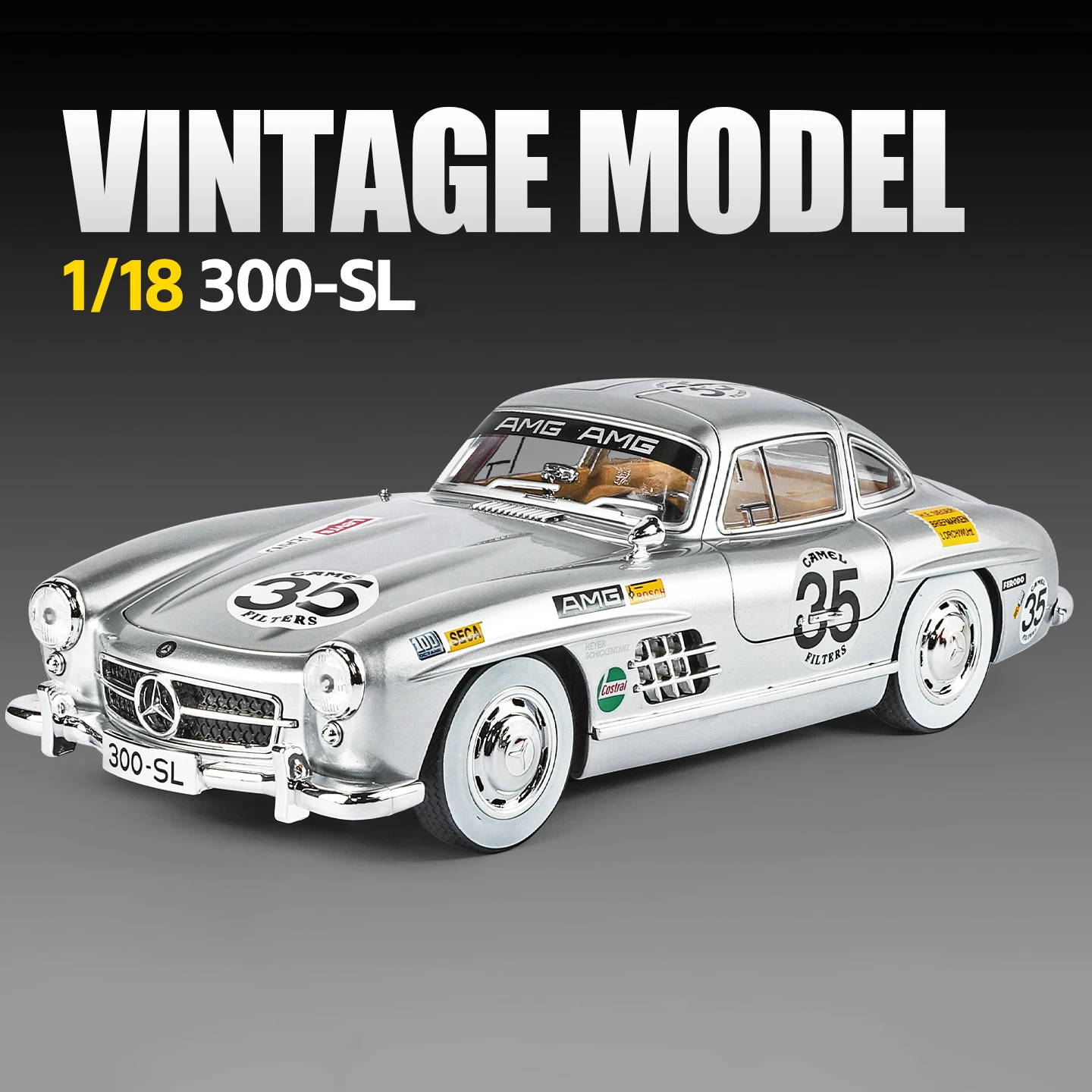(prateado) Miniatura De Carro Em Liga Metálica, Escala 1:18, Com Mecanismo De Fricção, Som E Luz.