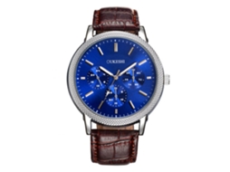 Reloj Hombre De Pulsera Analógico De Cuarzo Con Correa Pu Estilo Casual (marrón Azul)