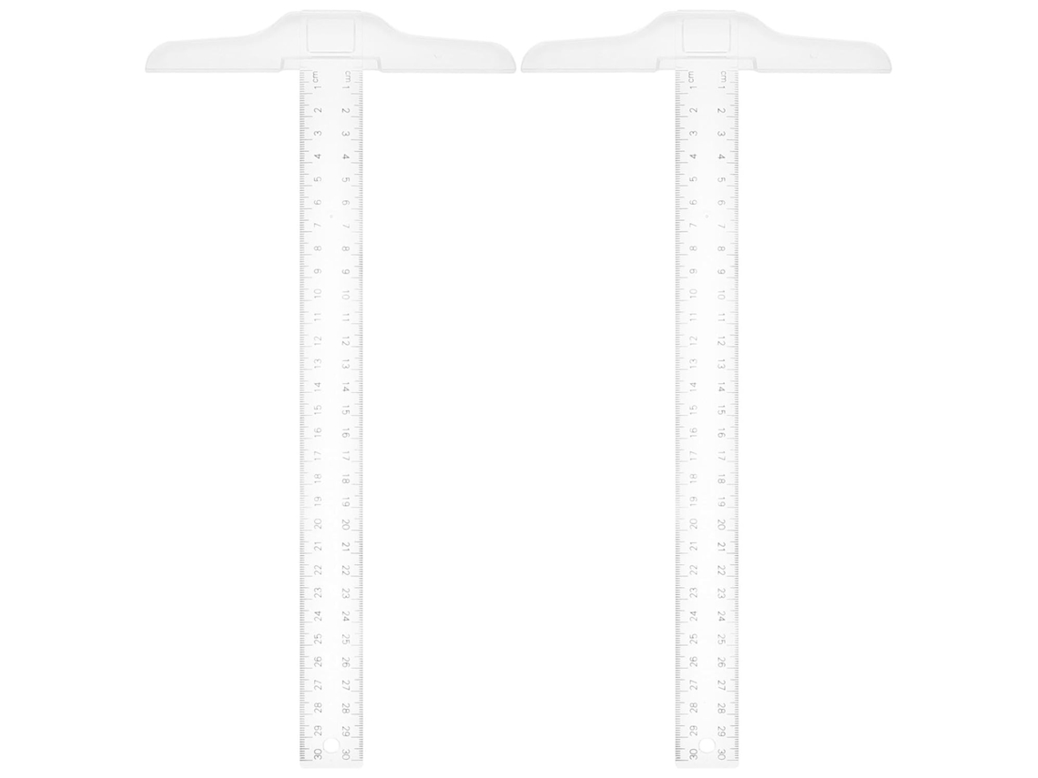 Conjunto De 2 Réguas T Plástico Transparente Com Marcações Precisas E Centímetros Nítidos Para Estudantes Arquitetos