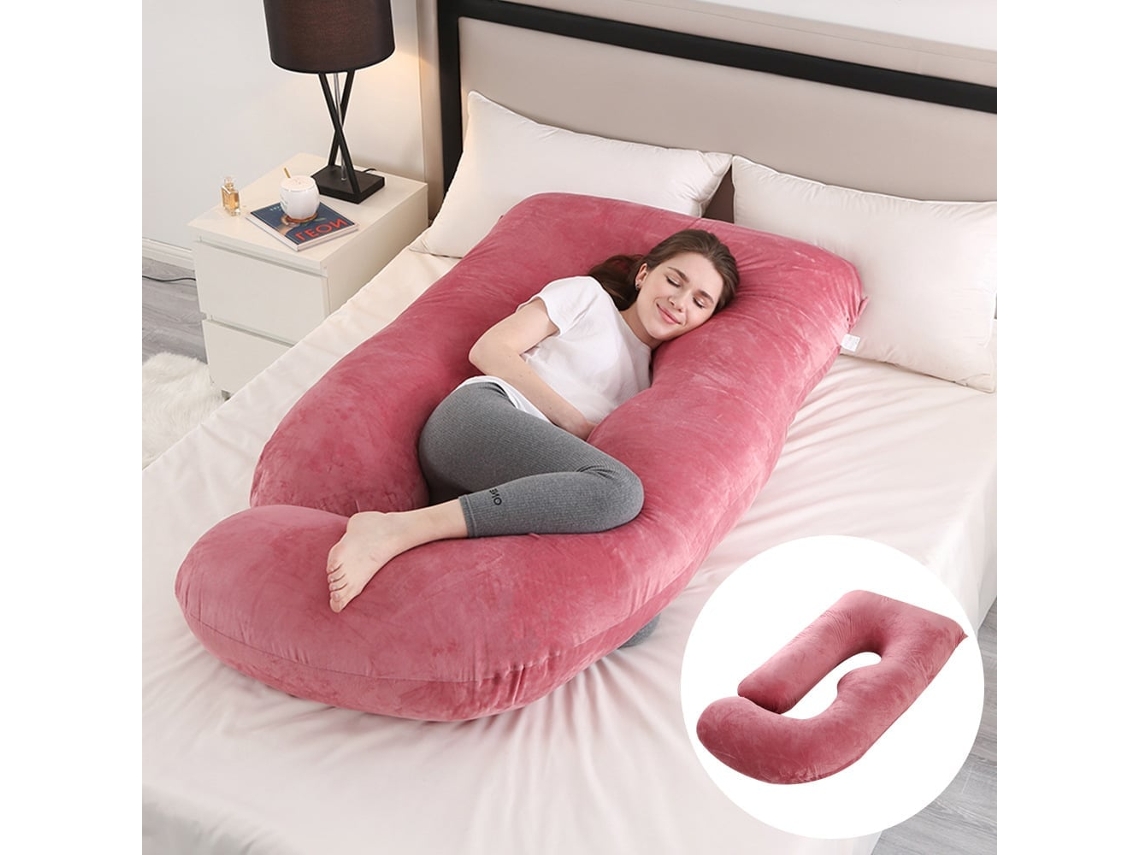Almofada de Gravidez, Almofada para Dormir de Suporte Integral para o Corpo com Capa Removível,rosa Escuro/175x90x65cm DIGITALLAB