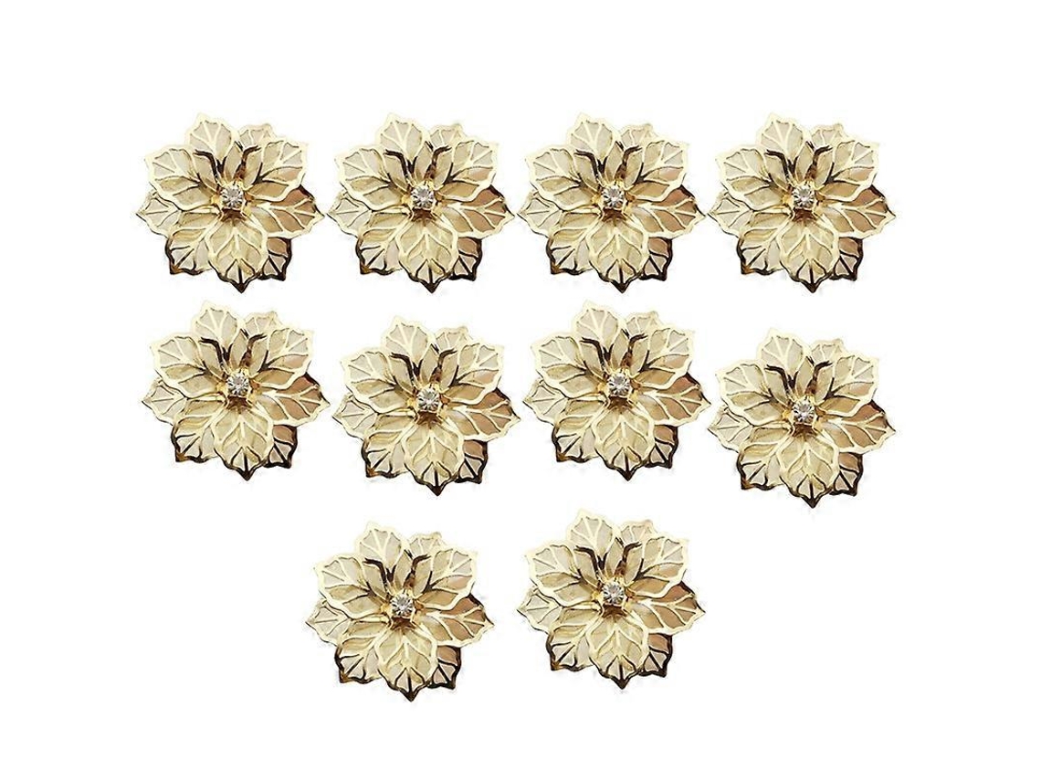 10pcs Aro Guardanapo Metal Dourado Flor Hotel Restaurante Casamento