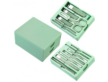 Kit de manicure profissional Baykar Qt11 com 13 peças, cortador de unhas, verde