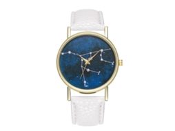 Reloj De Cuarzo Unisex Com Pulseira De Couro Pu, Mostrador Do Universo, Zhoulianfa (branco)