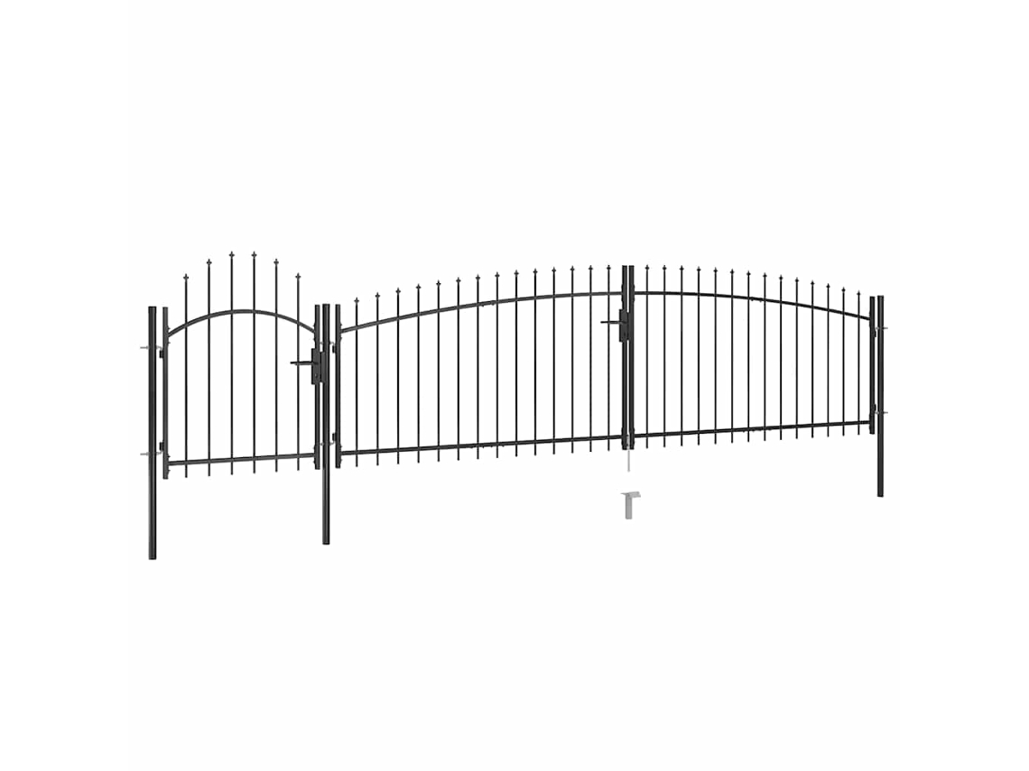 Vidaxl Portão De Cerca De Jardim Woerden Com Topo Em Forma De Lança, 5x1 M, Preto
