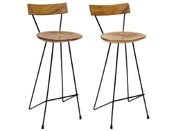 Vidaxl Bancos De Bar 2 Pcs Madeira De Teca Maciça