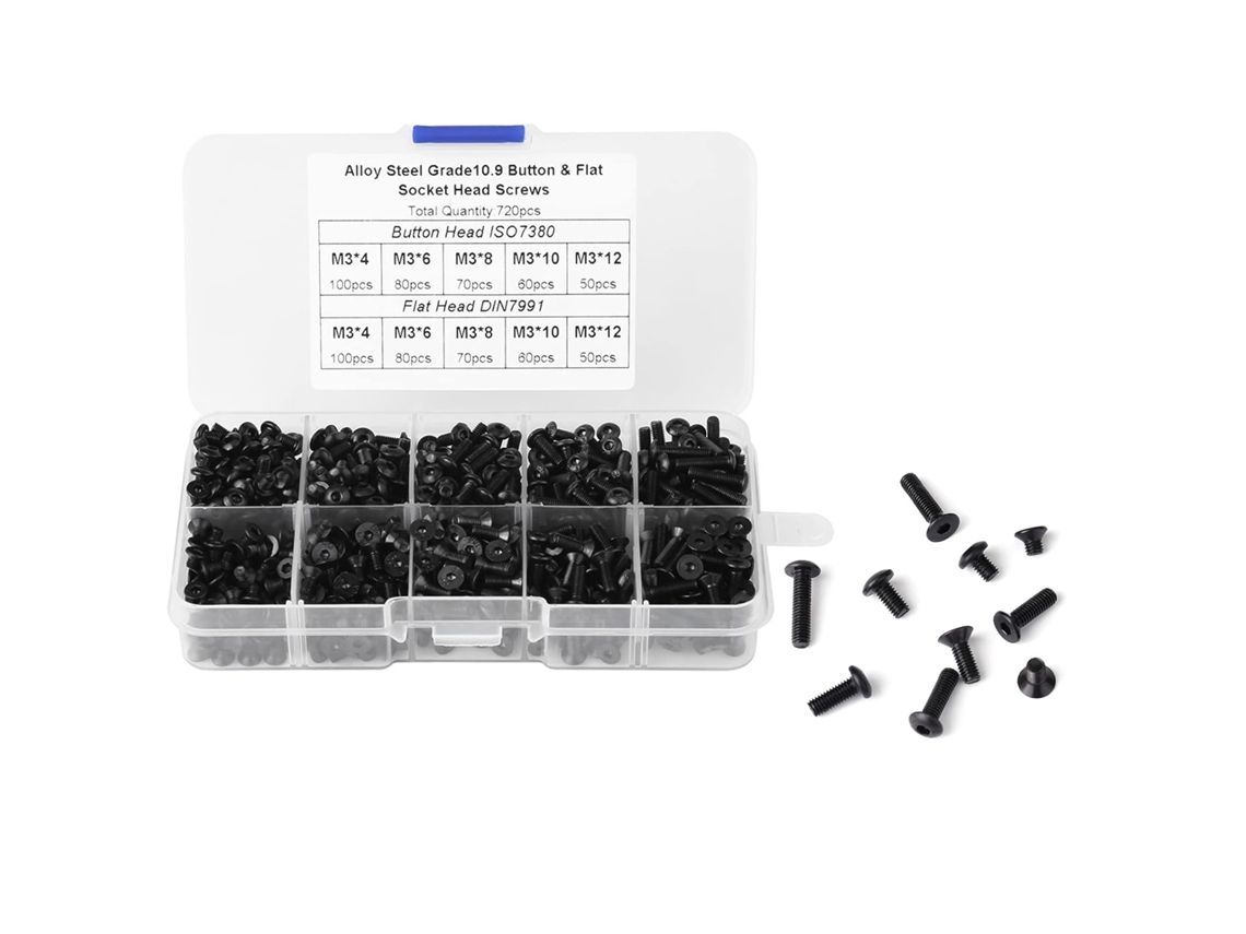 Conjunto De 720 Parafusos Sextavados M3, 4 Mm, 6 8 10 E 12 Em Aço Liga