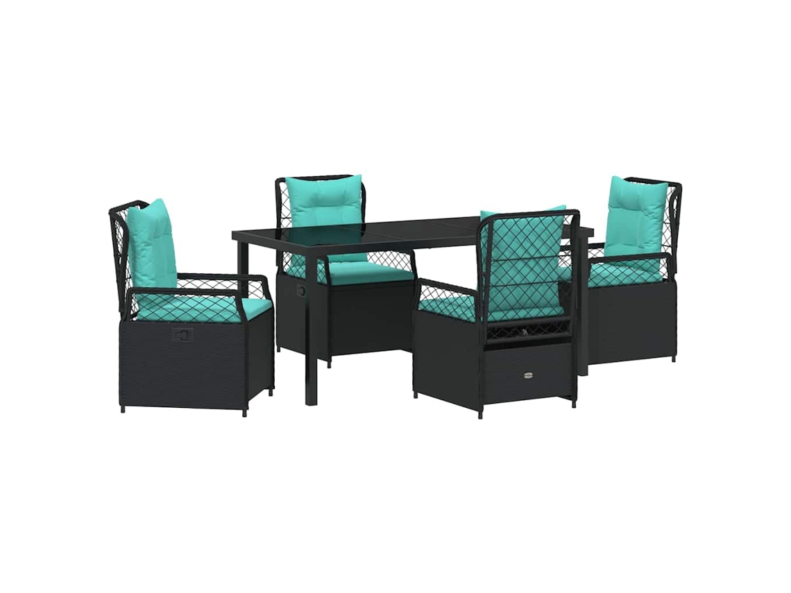Maison Exclusive - Conjunto De Jantar Para Jardim 5 Pcs Preto Vime Pe