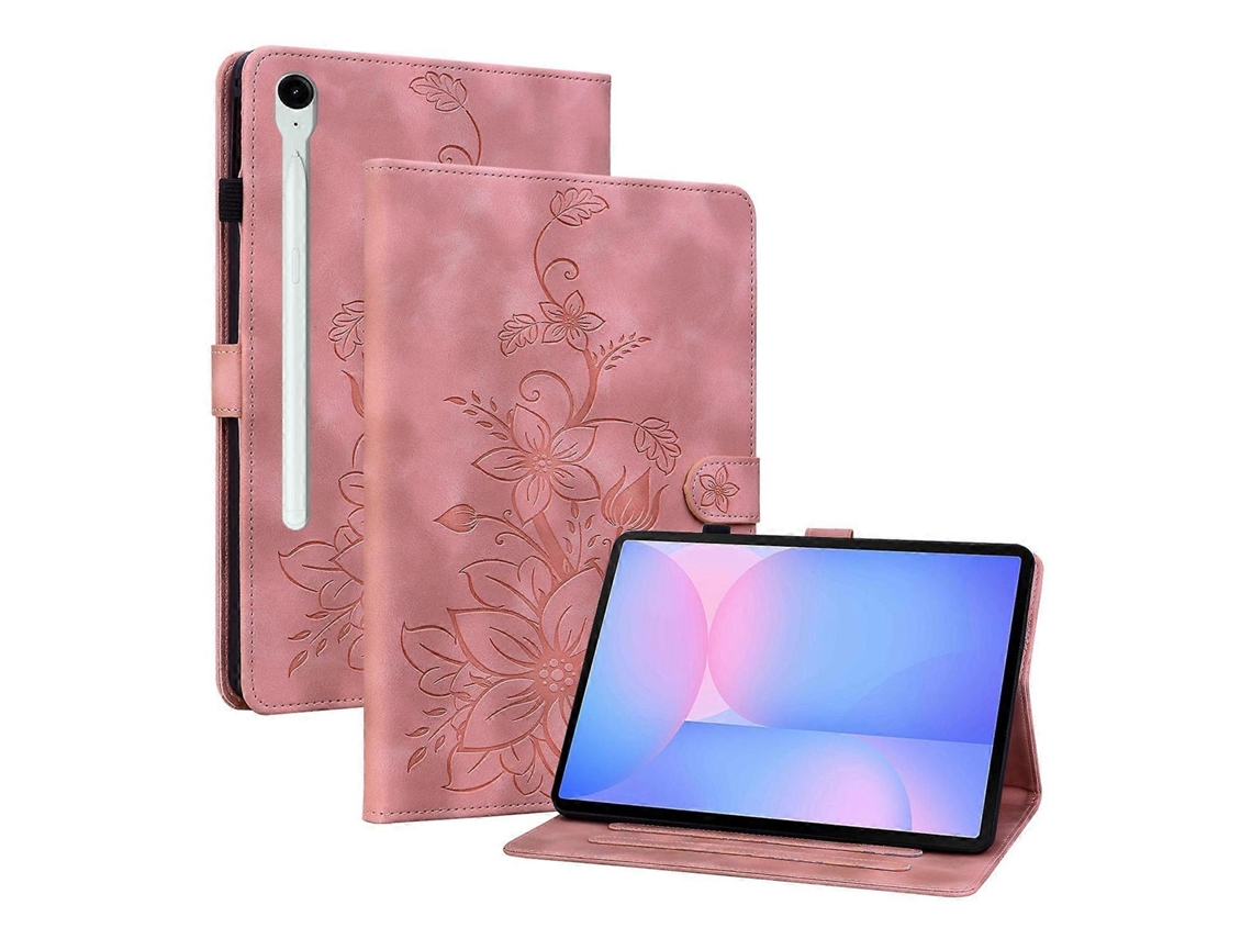 Capa de couro com relevo Lily para tablet e caneta Webake