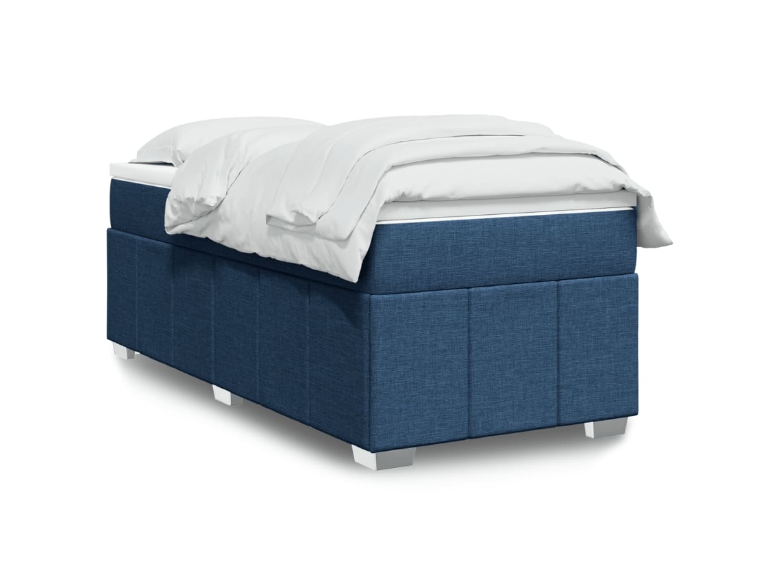 Vidaxl Cama Com Molas/colchão 80x200 Cm Tecido Azul