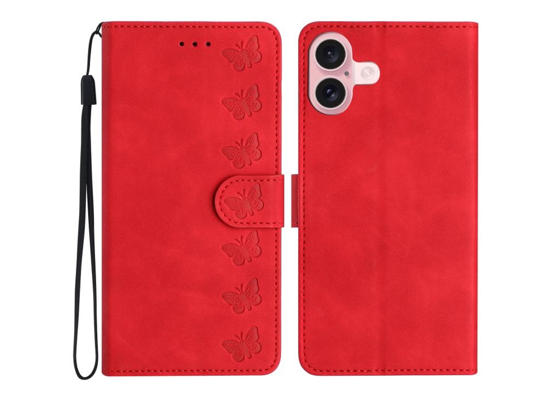 Capa Para Iphone 17 Em Couro Com Sete Borboletas Em Relevo.