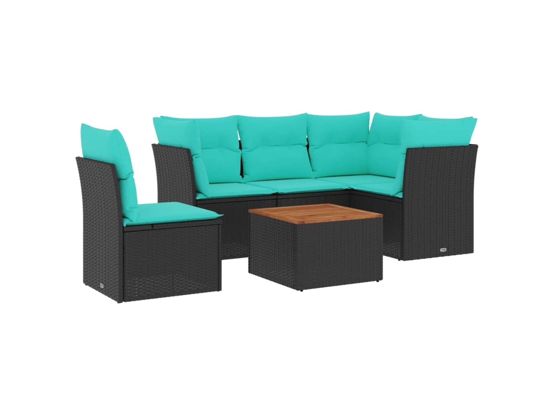Maison Exclusive - 6 Pcs Conjunto De Sofás P/ Jardim C/ Almofadões Vime Pe Preto