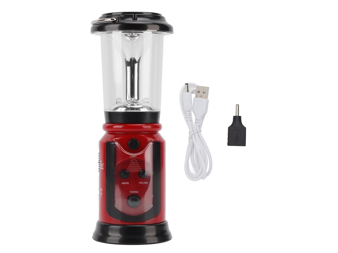Rádio Lanterna AQUAFORGE com manivela, Usb, am/fm, emergência, led, vermelho