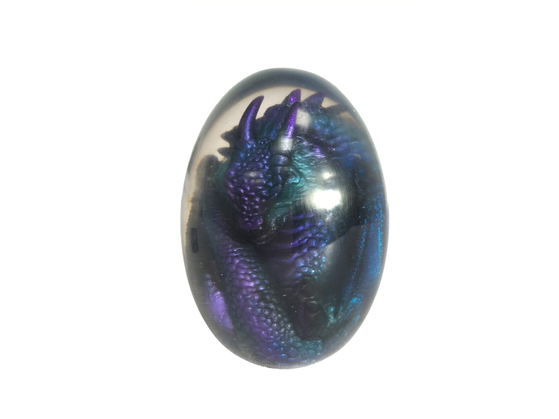 Decoração Ovo Dinossauro Resina Lava Luminosa Dragão Azul