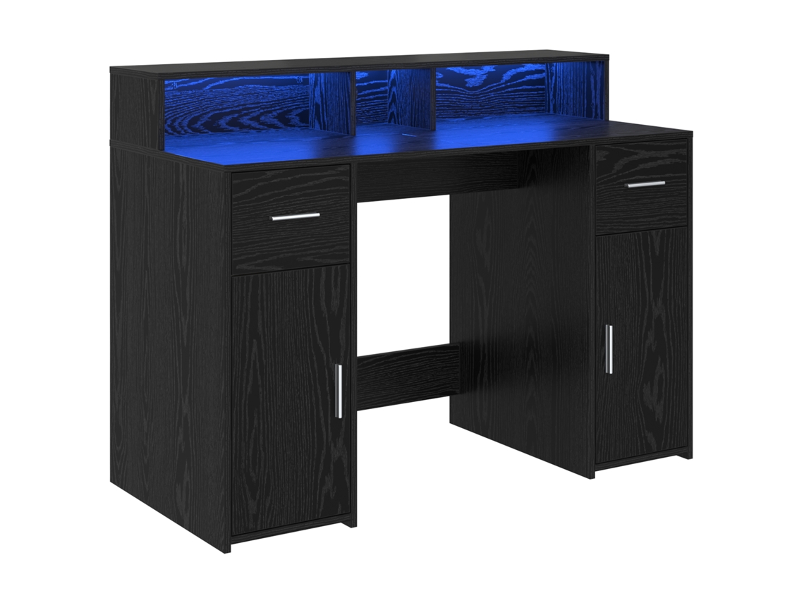 Conjunto 1 Mesa Com Led Vidaxl Preto Derivados De Madeira (120 X 55 X 91 Cm)