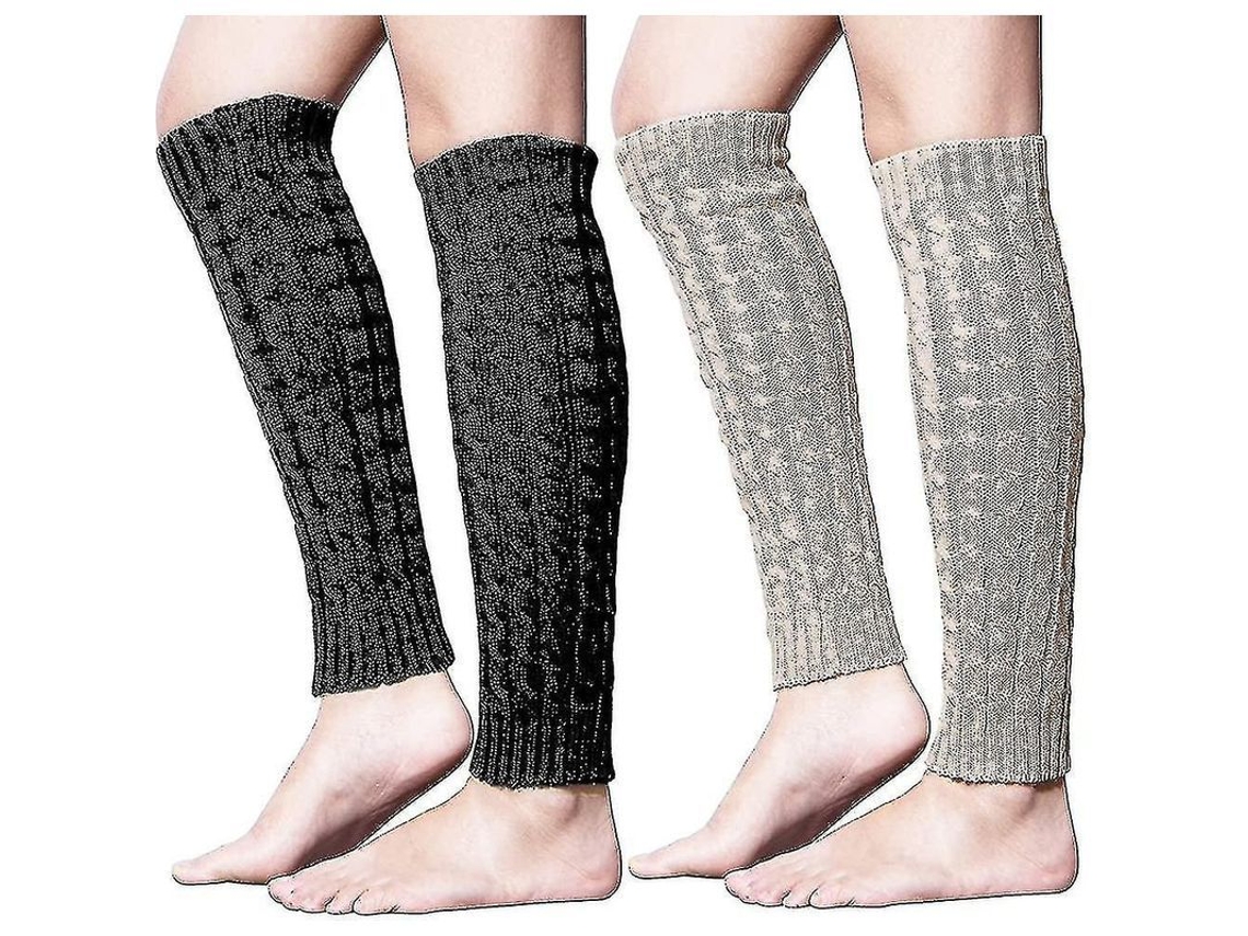 2026 2 Pares de Meias de Inverno para Mulher Leg Warmers de Punto Longos e Quentes para Botas Tamanho Único