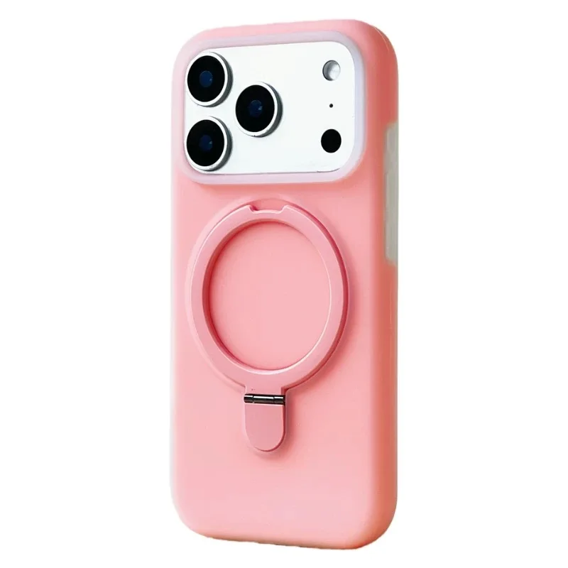 Capa De Celular Com Suporte Magnético Em Silicone Líquido (rosa Escuro Para Iphone 17 Pro)