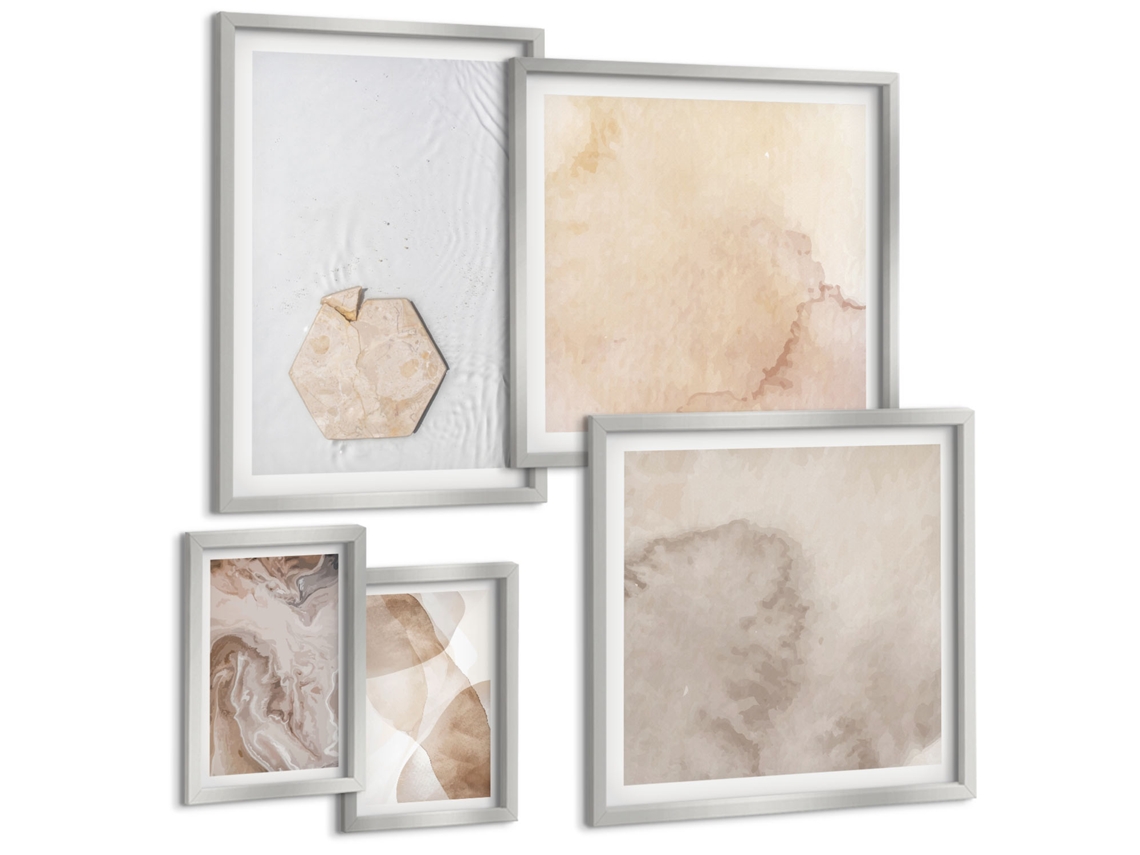 Galeria De Pinturas Murais Florestas Verdes, Neblina, Natureza Moldura Prateada Imagens Para Um Quarto Infantil Espelharte (conjunto De 5 Imagens)