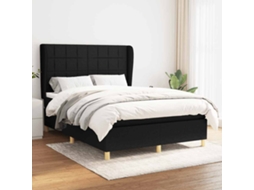 Vidaxl Cama Com Molas/colchão 140x200 Cm Tecido Preto